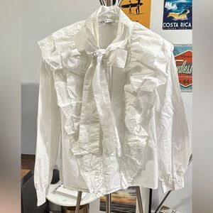 Zara White Ruffled Shirt